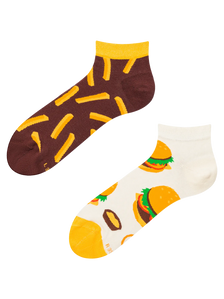 Lustige Knöchelsocken Burger und Pommes Frites