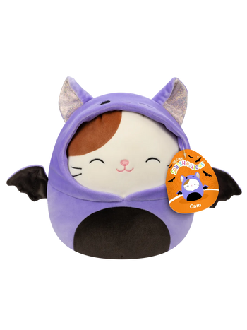 Squishmallows Cam die Katze in lila Fledermauskostüm, 20 cm