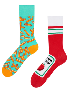 Lustige Socken Pommes mit Ketchup