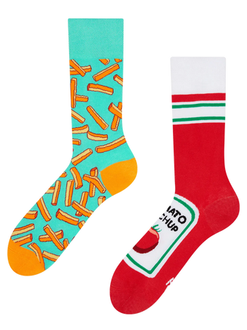 Lustige Socken Pommes mit Ketchup