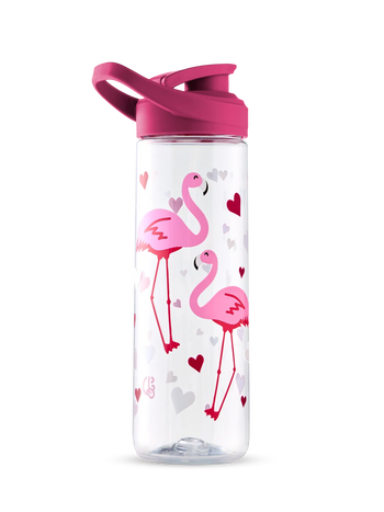 Lustige Wasserflasche Flamingos und Herzen 700 ml