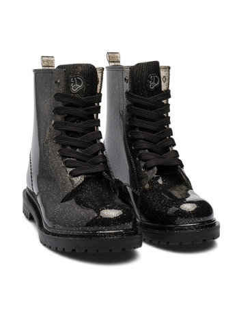 Schwarze Glitzer Regenstiefel für Frauen