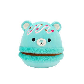 Squishmallows Belinda die blaugrüne Bärenmakrone mit Schokoladenfüllung und rosa Streusel, 20 cm