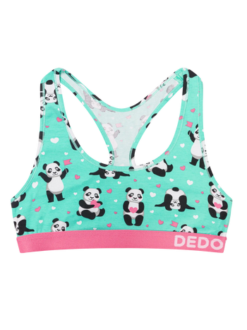 Lustige Damenbralette Panda und Herzen