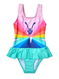 Lustiger Badeanzug für Mädchen Regenbogen-Schmetterling