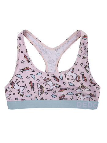 Lustige Damenbralette Regenbogen-Einhorn