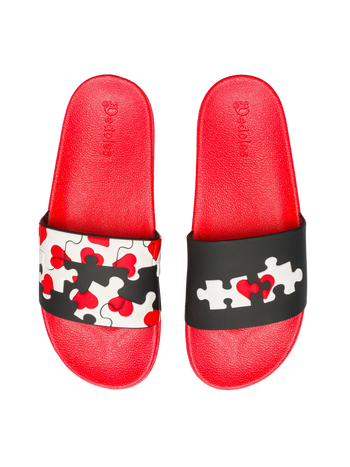 Lustige Pantoletten Herz-Puzzle