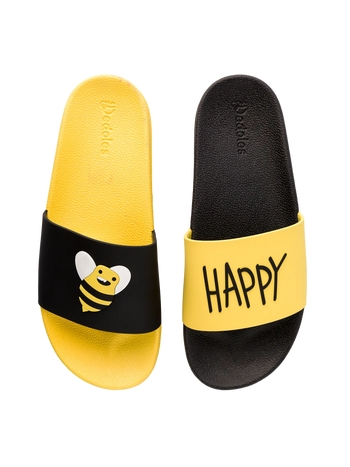 Lustige Pantoletten Be Happy