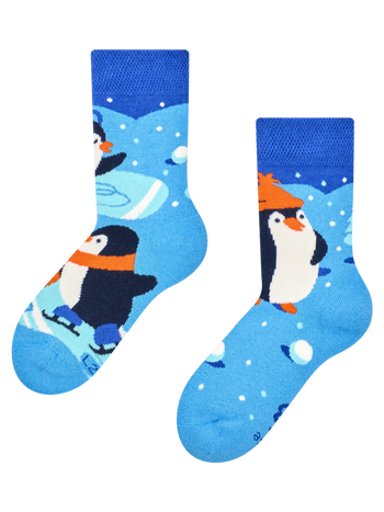 Warme Kindersocken Eislaufende Pinguine