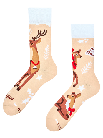 Warme Socken Hirsch und Hirschkuh zu Weihnachten