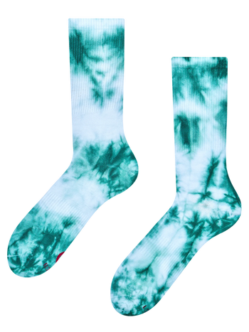 Smaragdgrüne gerippte Socken mit Tie-Dye-Effekt