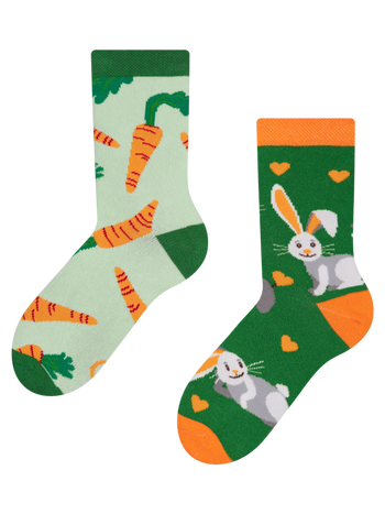 Lustige Kindersocken Kaninchen und Karotte