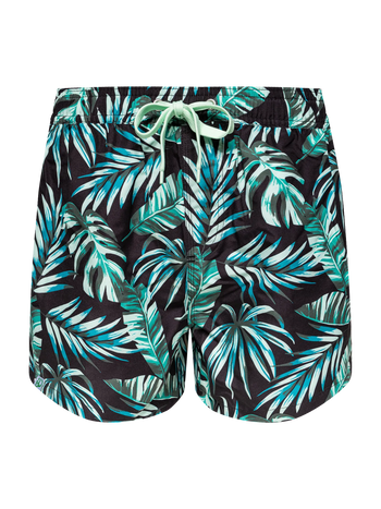 Lustige Badeshorts für Männer Tropische Blätter