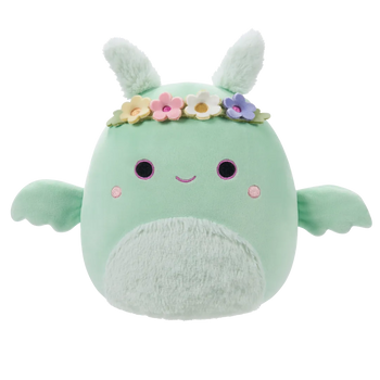 Squishmallows Tove das mintgrüne Mottenmännchen mit Blumenkrone und Wuschelbauch, 20 cm