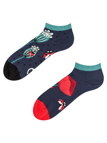 Lustige Knöchelsocken Marienkäfer und Mohnblumen