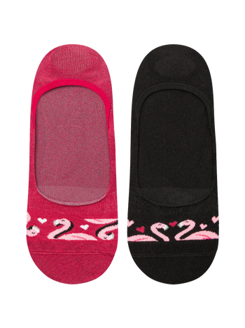 Lustige No-Show-Socken Flamingos und Herzen