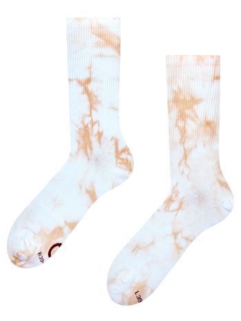 Beige gerippte Socken mit Tie-Dye-Effekt