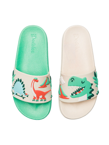 Lustige Pantoletten für Kinder Dino-Skatepark