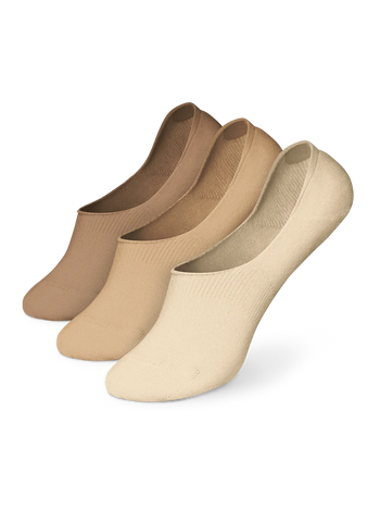3er-Pack No-Show-Socken aus Baumwolle Natur
