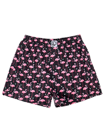 Lustige Shorts für Männer Flamingos und Herzen