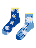 Lustige Crewsocken Gänseblümchen und Punkte