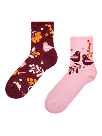 Lustige Crewsocken Vögel und Beeren