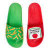 Lustige Pantoletten für Kinder Pommes mit Ketchup
