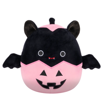 Squishmallows Emily die schwarze Fledermaus in rosa Jack-O'-Lantern, 20 cm