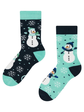 Lustige warme Socken für Kinder Fröhlicher Schneemann