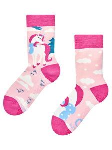 Rutschfeste warme Kindersocken Einhorn mit Schal