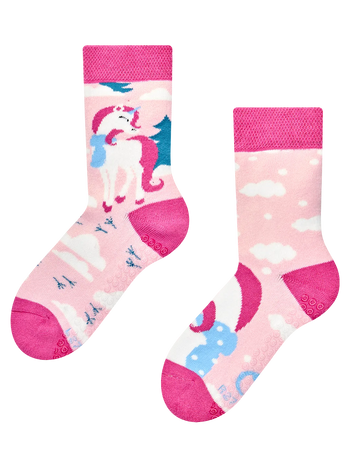 Rutschfeste warme Kindersocken Einhorn mit Schal