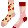 Lustige Socken Champagner mit Erdbeeren