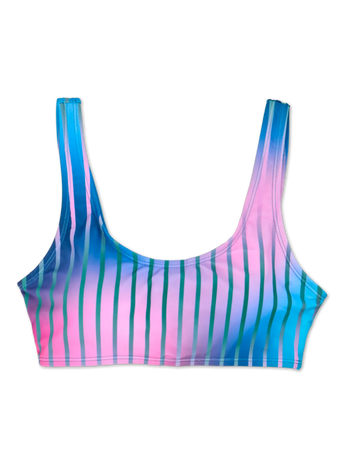 Lustiges sportliches Bikinioberteil Violette Streifen