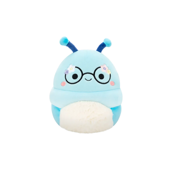 Squishmallows Cordelia der blaue Bücherwurm mit Blumen auf der Brille, 20 cm