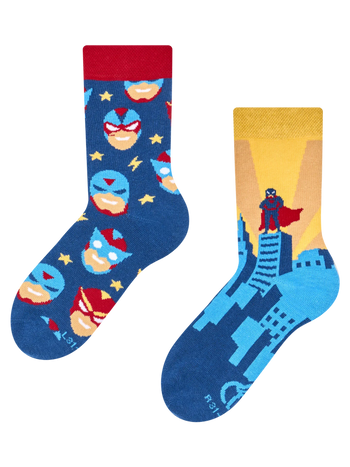 Lustige Kindersocken Superheld
