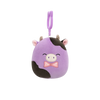 Squishmallows Clip-On Alexie die lila-schwarze Kuh mit Fliege, 9 cm
