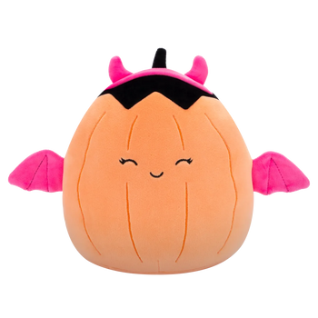 Squishmallows Margie - Pastelloranger Kürbis in rosa Teufelskostüm, 20 cm