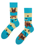 Lustige Socken Hunde und Streifen