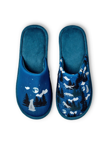 Lustige Hausschuhe Wolf und Mond
