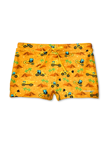 Lustige elastische Badeshorts für Kinder Bagger am Strand