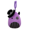 Squishmallows Clip-On Earworm das zwinkernde lila Monster mit Zylinderhut, 9 cm