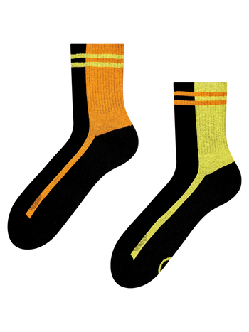 Lustige funktionelle Crewsocken Streifen in Limette und Orange