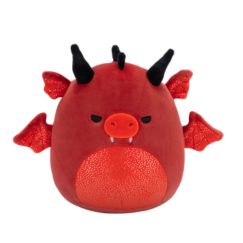 Squishmallows Salami der rote Drache mit wütenden Augen und glitzerndem Bauch, 20 cm