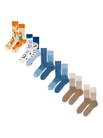 6er-Pack warme Socken – Eulen & Fuchs