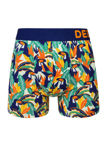 Lustige Boxershorts für Männer Tukan und Blätter