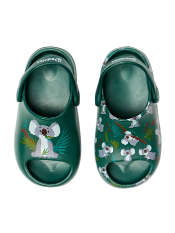 Lustige chunky Baby-Clog-Sandalen Koala und Blätter