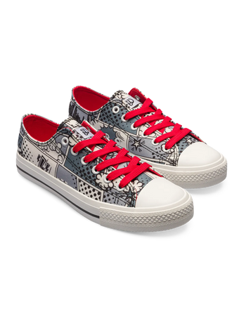 Lustige Canvas-Schuhe Schwarzweiß-Comics