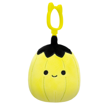 Squishmallows Clip-On Walt der neonlindgrüne Kürbis mit schwarzem Top, 9 cm