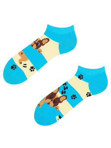 Lustige Knöchelsocken Hunde und Streifen