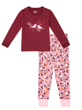 Lustiger Pyjama für Kinder Vögel und Beeren